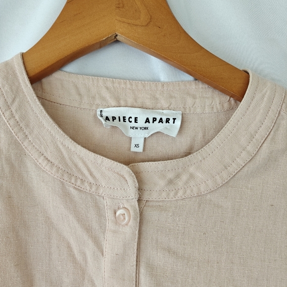 APIECE APART Maurino Drop Waist Linen Blend Mini Dress In Blush Pink Size XS - Picture 5 of 11